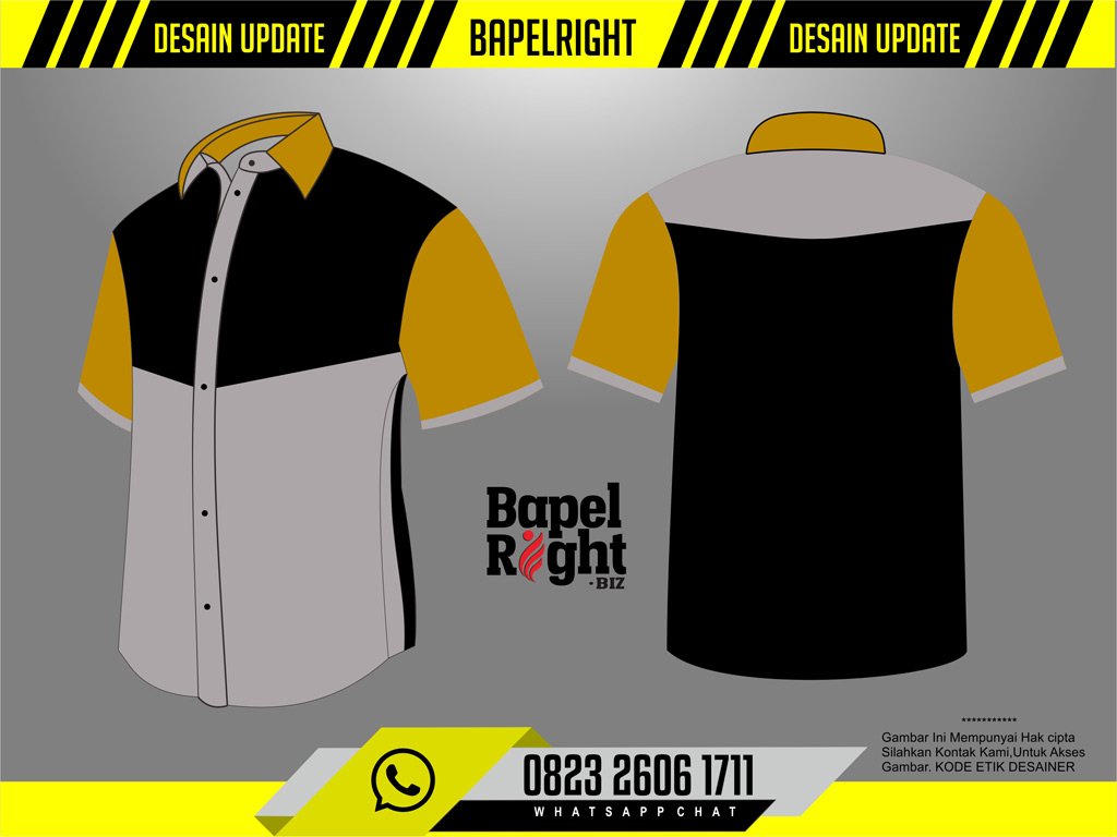 Desain Seragam Baju Organisasi Kuning Emas Hitam Dan Abu