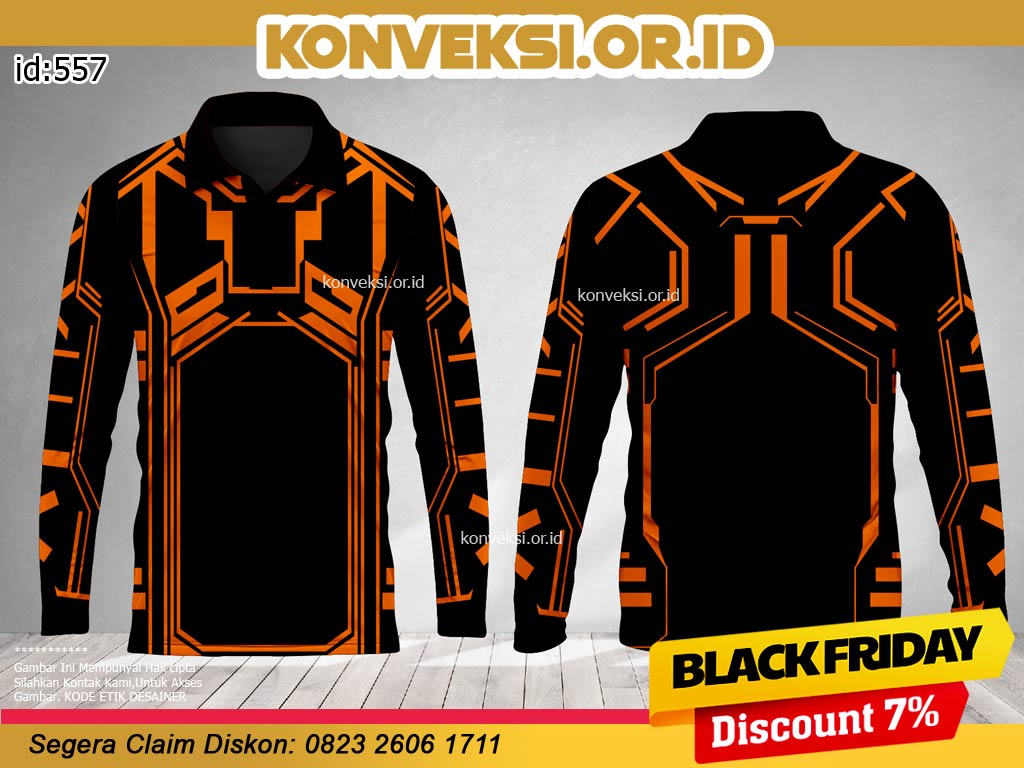 Desain Jersey Warna Orange Lengan Panjang