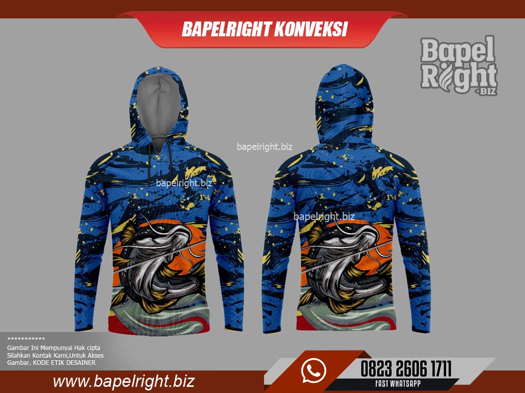 Jersey Kupluk Warna Biru Lengan Panjang