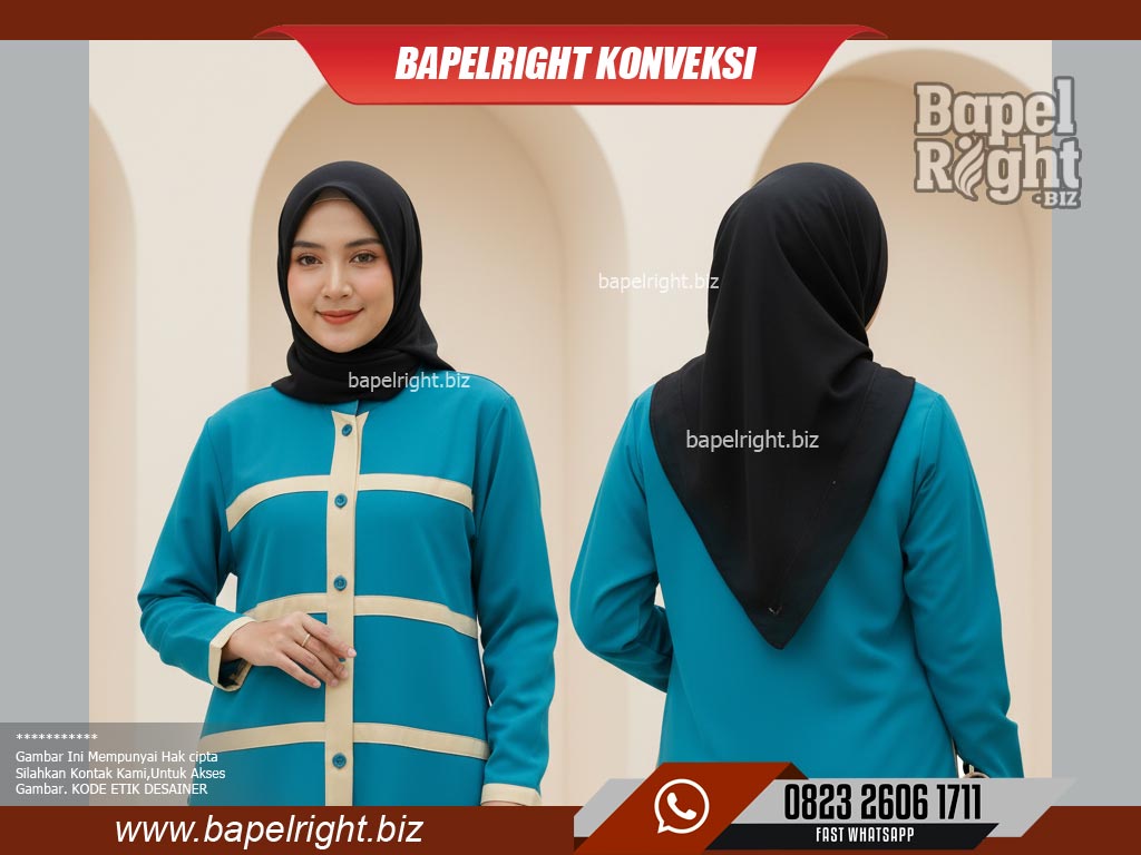 Model Gamis A Line Dengan Aksen Outer Vest Terpisah